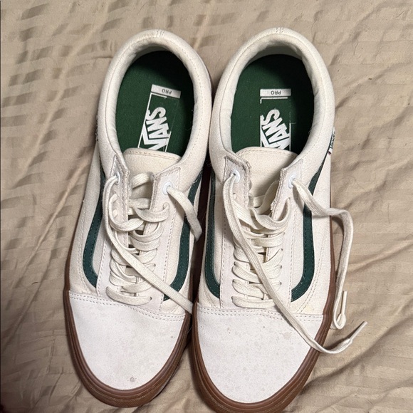 Vans Other - Vans White and Green Low-Top Sneakers